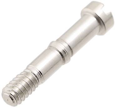 A silver metal screw with a flat head and a threaded shaft.