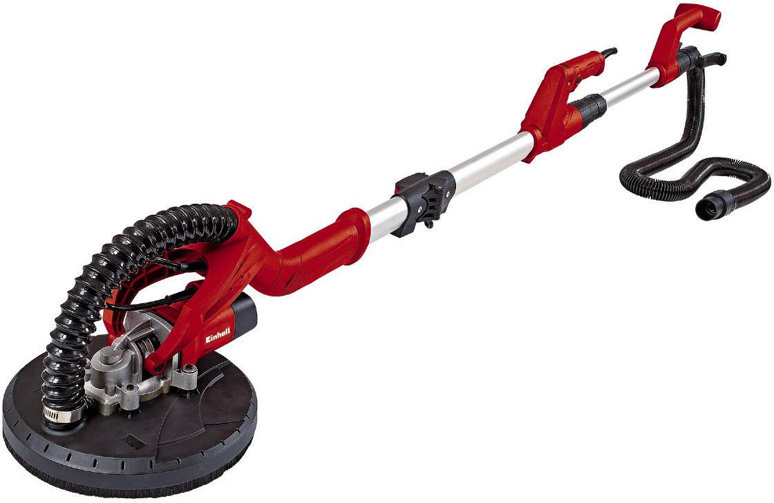 A red telescope grinding machine with a hose. Used in construction or renovation for grinding walls and ceilings.