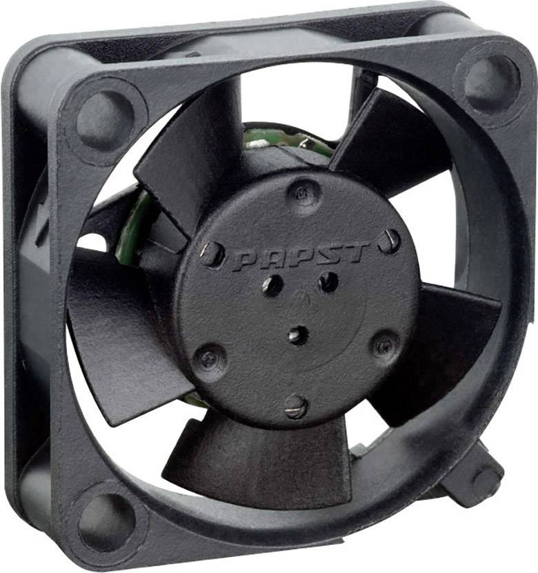 Small black cooling fan with five blades in a rectangular plastic frame for cooling electronic devices.