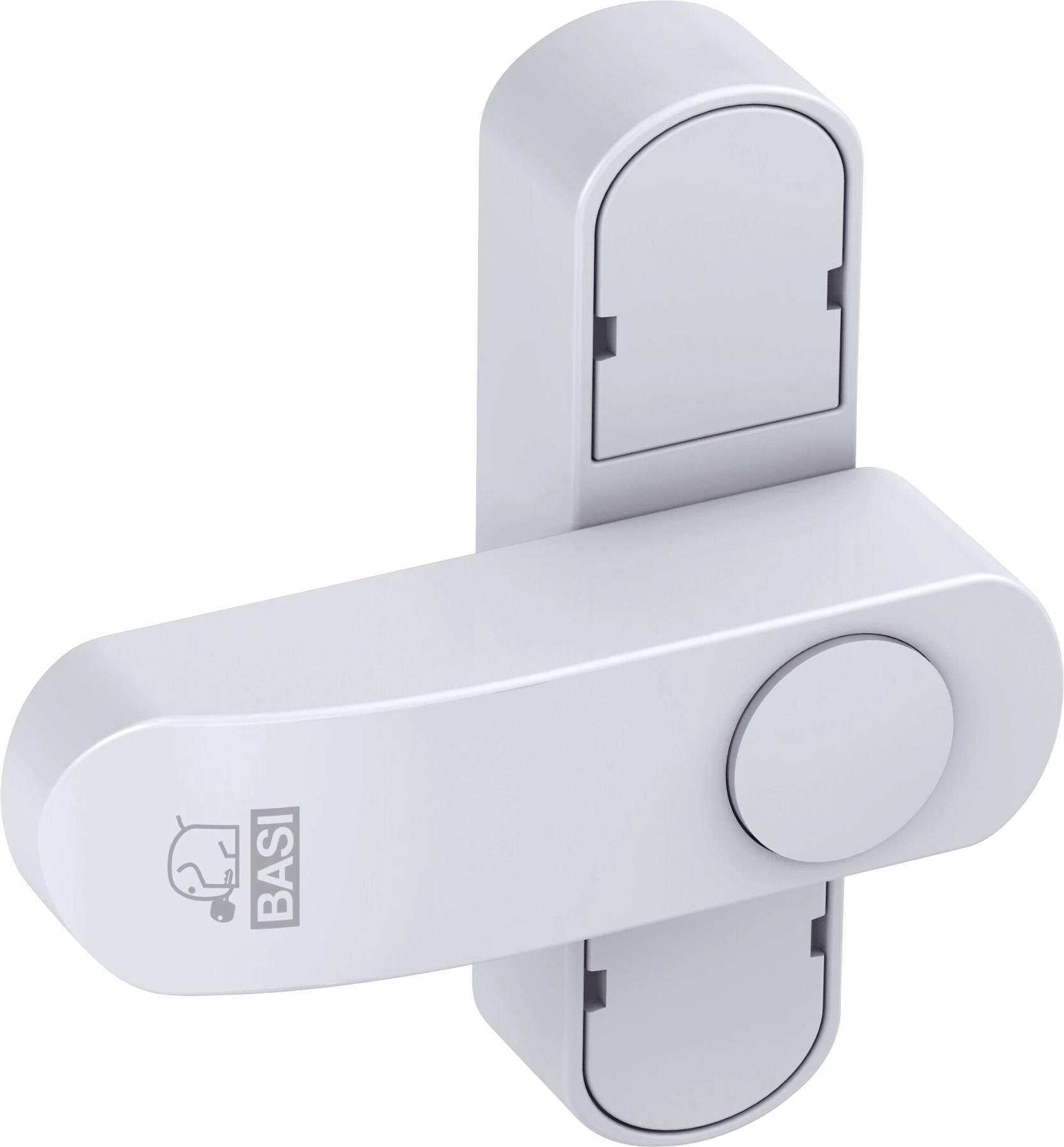 Door lock with modern design featuring a central turning knob, brand Basi.