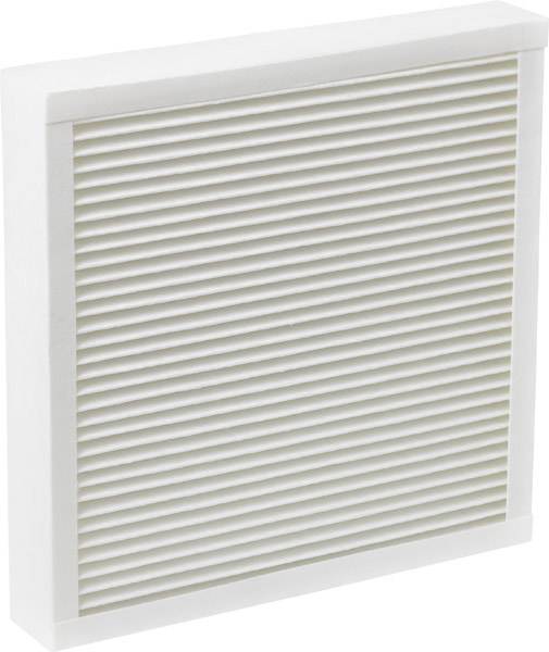 White rectangular air filter with a striped surface, commonly used in air purification systems.(Note: This translation is already in British English and does not require significant modifications.)