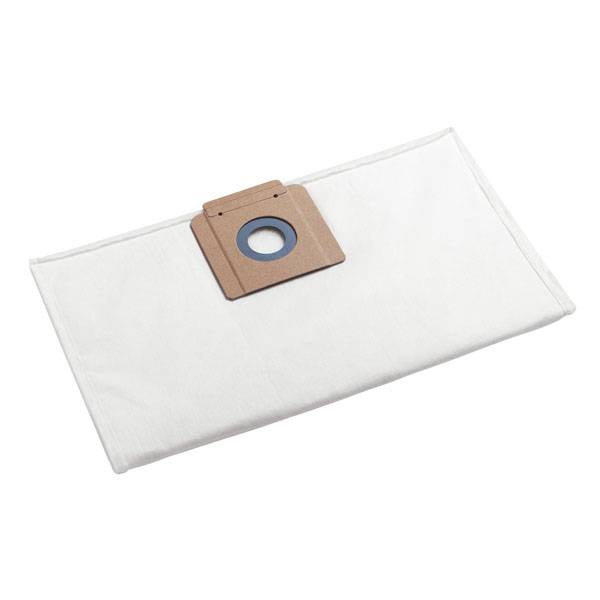 Vacuum cleaner bags made of white material with a brown cardboard insert and a circular connection hole, set against a white background.