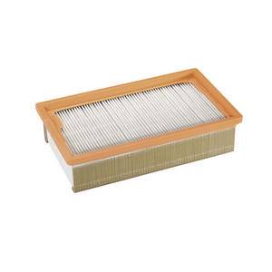 Rectangular air filter with pleated paper and wooden frame, typically used for vacuum cleaners or air purifiers.