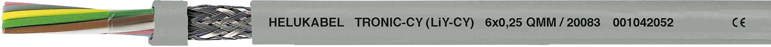 Graues Kabel mit Aufdruck: HELUKABEL, TRONIC-CY (Li-CY), 00104501808, D/07C/K/EMV, CE.