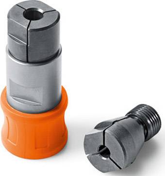 Two metal tools, one with an orange handle, the other smaller and black. They could be used for gripping or holding objects.