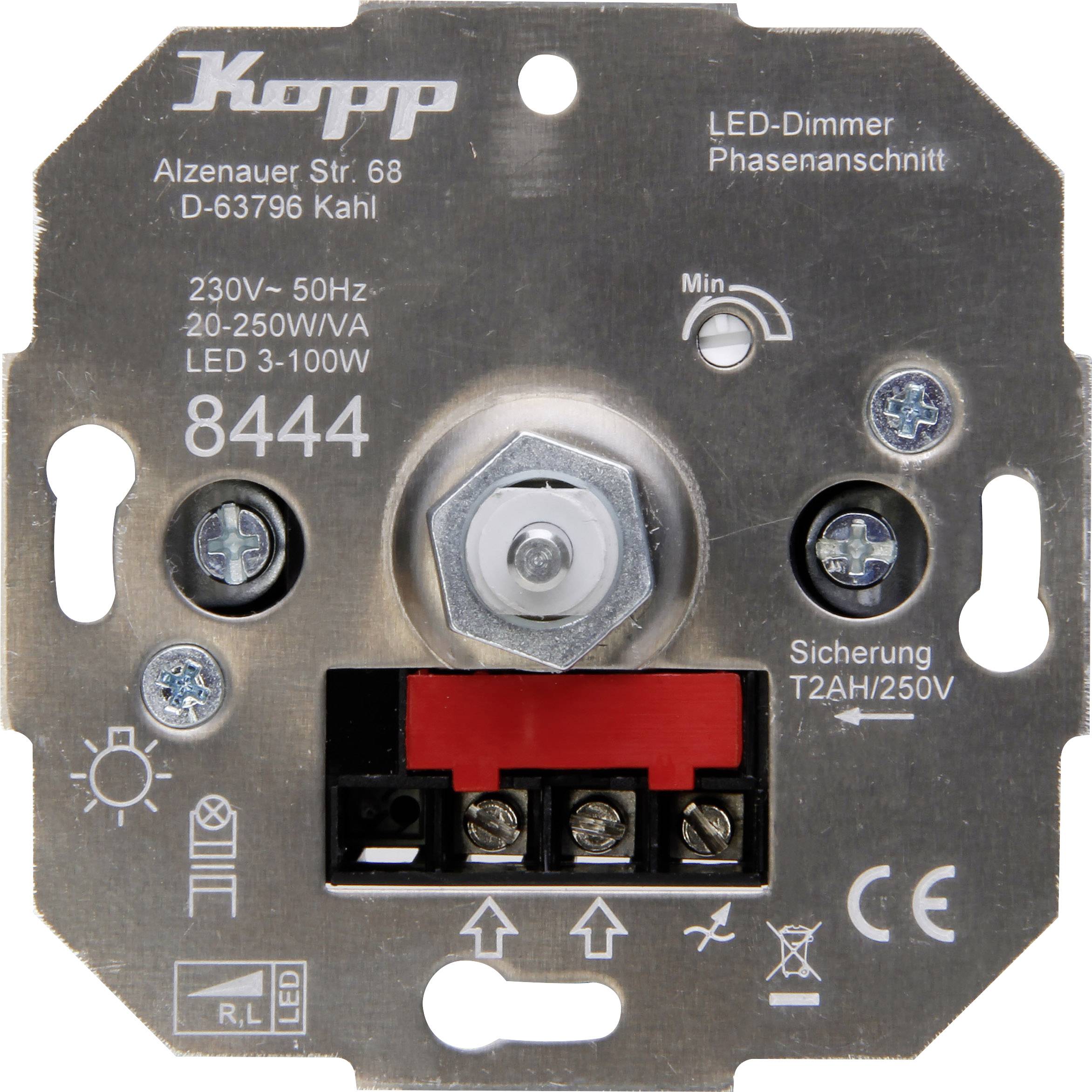 Kopp 844400008 Flush-mount dimmer Suitable for light bulbs: LED bulb, Halogen lamp, Light bulb