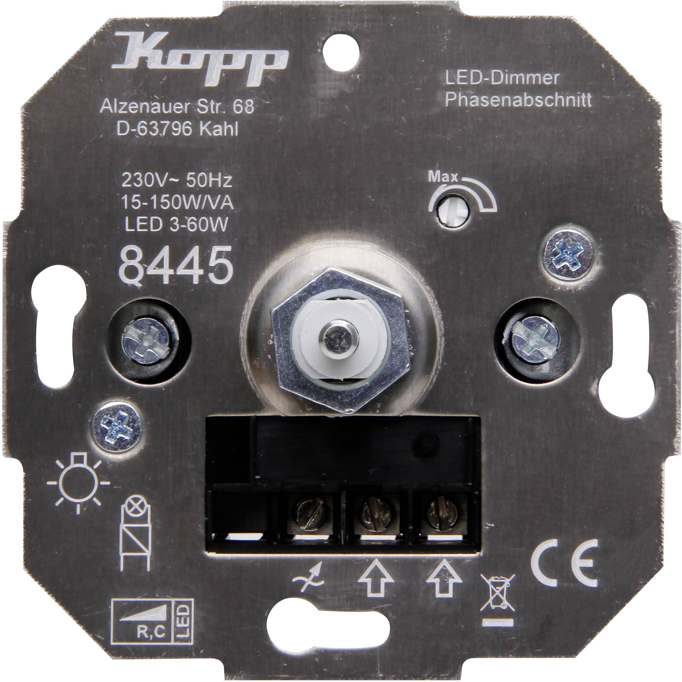 Kopp 844500001 Flush-mount dimmer Suitable for light bulbs: Light bulb, Halogen lamp, LED bulb
