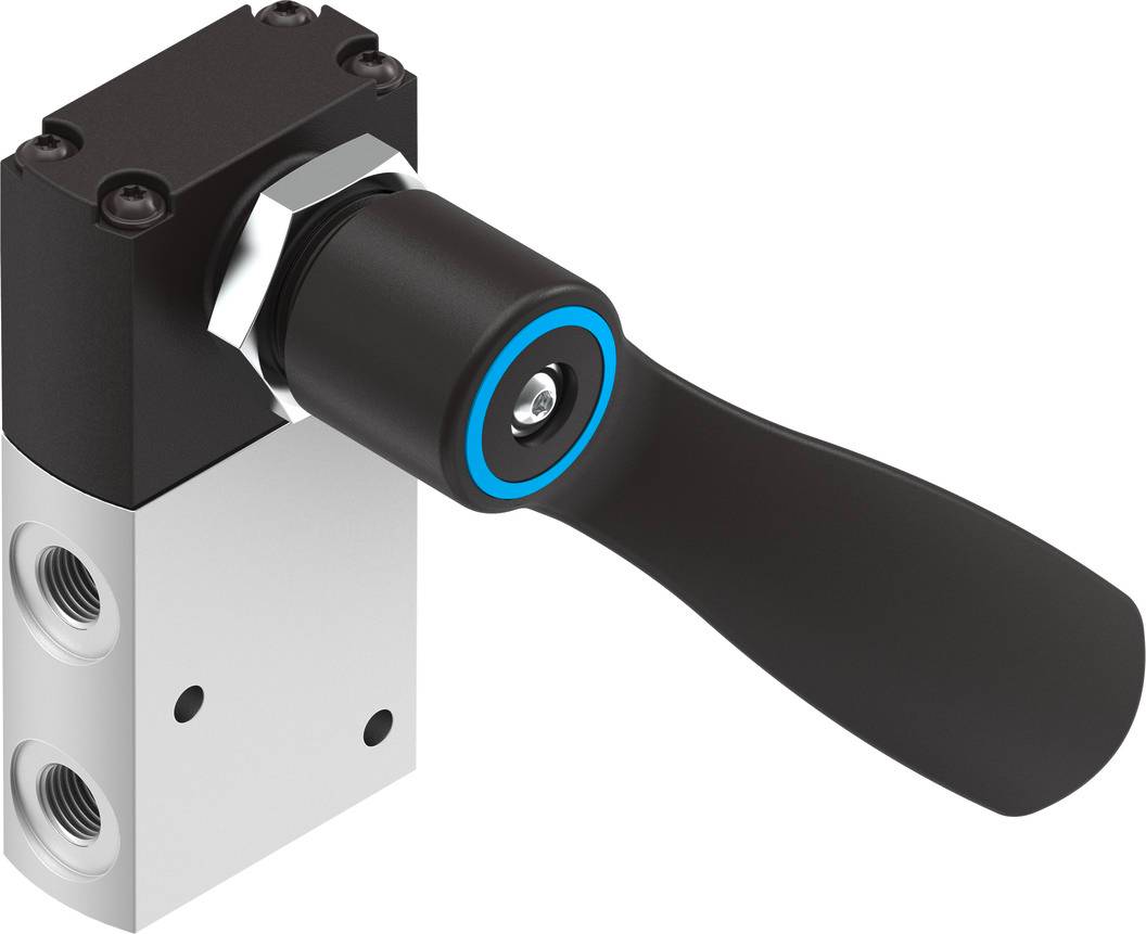 Rotary drive with lever on a rectangular housing, showing a mechanical component for industrial applications.