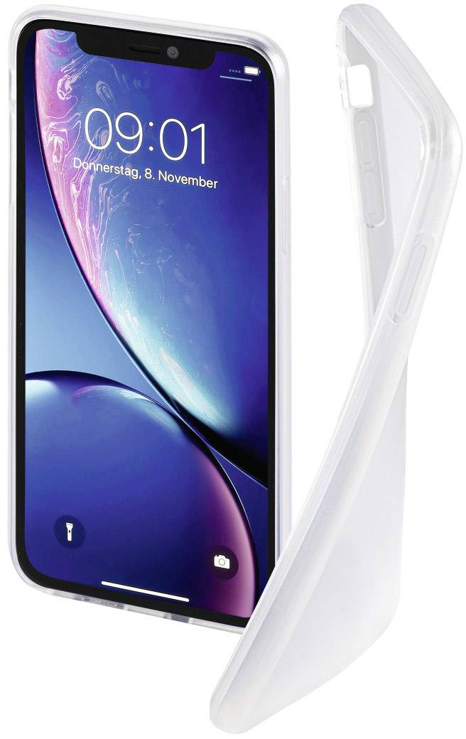 Smartphone with a transparent protective case, time on the display: 09:01, date: Thursday, 8 November.