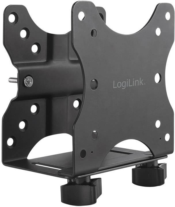Black, adjustable wall mount bracket by LogiLink for mounting a TV screen or monitor, with multiple mounting points.