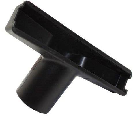 Black vacuum cleaner floor nozzle with rectangular shape and angled connector, suitable for cleaning carpets and hard floors.