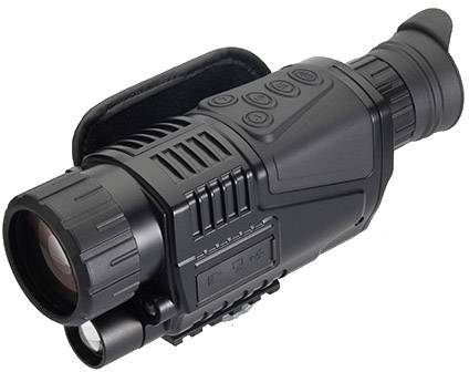 A handheld night vision device with multiple buttons on the top and a large eyepiece; suitable for nocturnal observations.