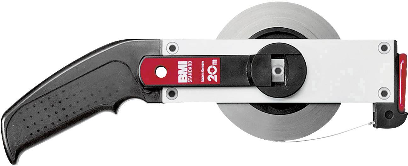 A folding ruler with a black handle and red-and-white casing, marked with '20 m'. Ideal for measuring distances up to 20 metres.
