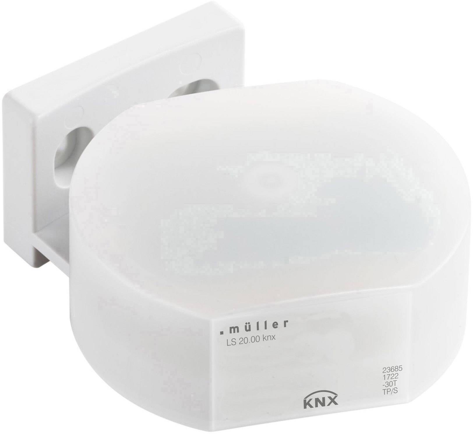 A white, square electronic device with the inscription 'müller LS 20.00 knx', possibly a sensor or switch.