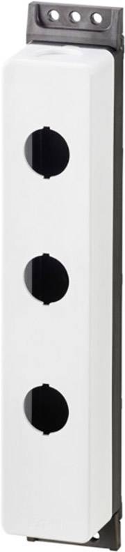 A white rectangular enclosure with three round recesses in the centre, vertically arranged, for buttons or indicators.