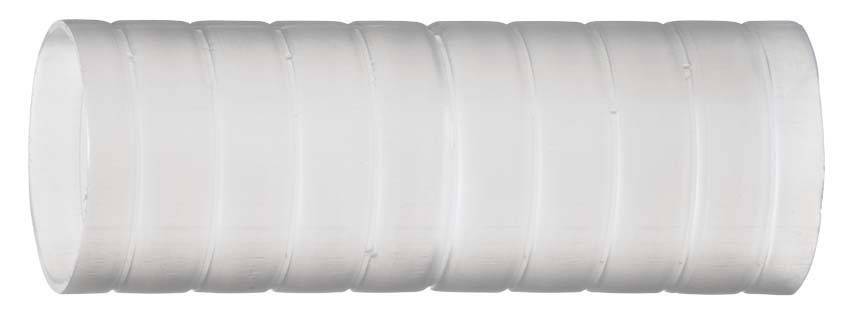 A transparent plastic tube with evenly distributed grooves along its entire length. The tube is cylindrical in shape.