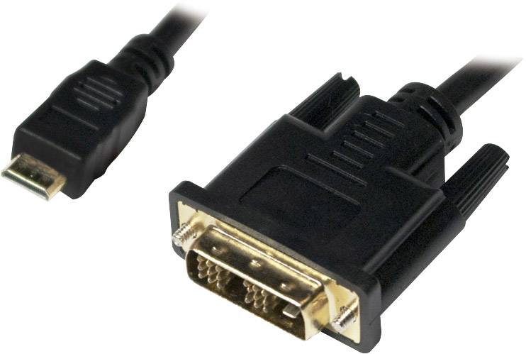 LogiLink HDMI / DVI Cable 0.50 m Black [1x HDMI plug C mini - 1x DVI plug 19-pin]