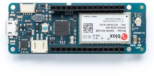 Electronic circuit board with microcontroller, USB port and various electronic components; suitable for IoT projects.