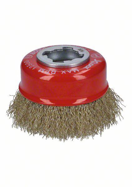 Bosch Accessories X-LOCK Clean for Metal Cup brush, 75 mm, 0.3 mm, corrugated brass brush 2608620730 1 pc(s)