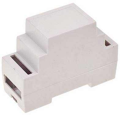 A white, rectangular plastic enclosure with stepped levels. It could serve as protection or housing for electronic components.