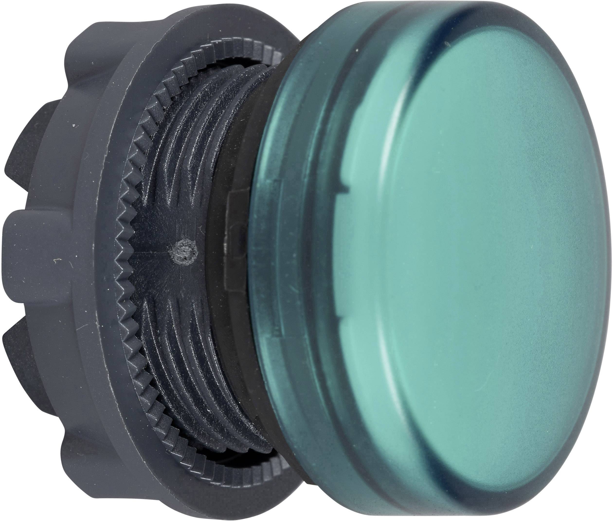 A round, green button with a black base, suitable for installation in mechanical devices or switching systems.