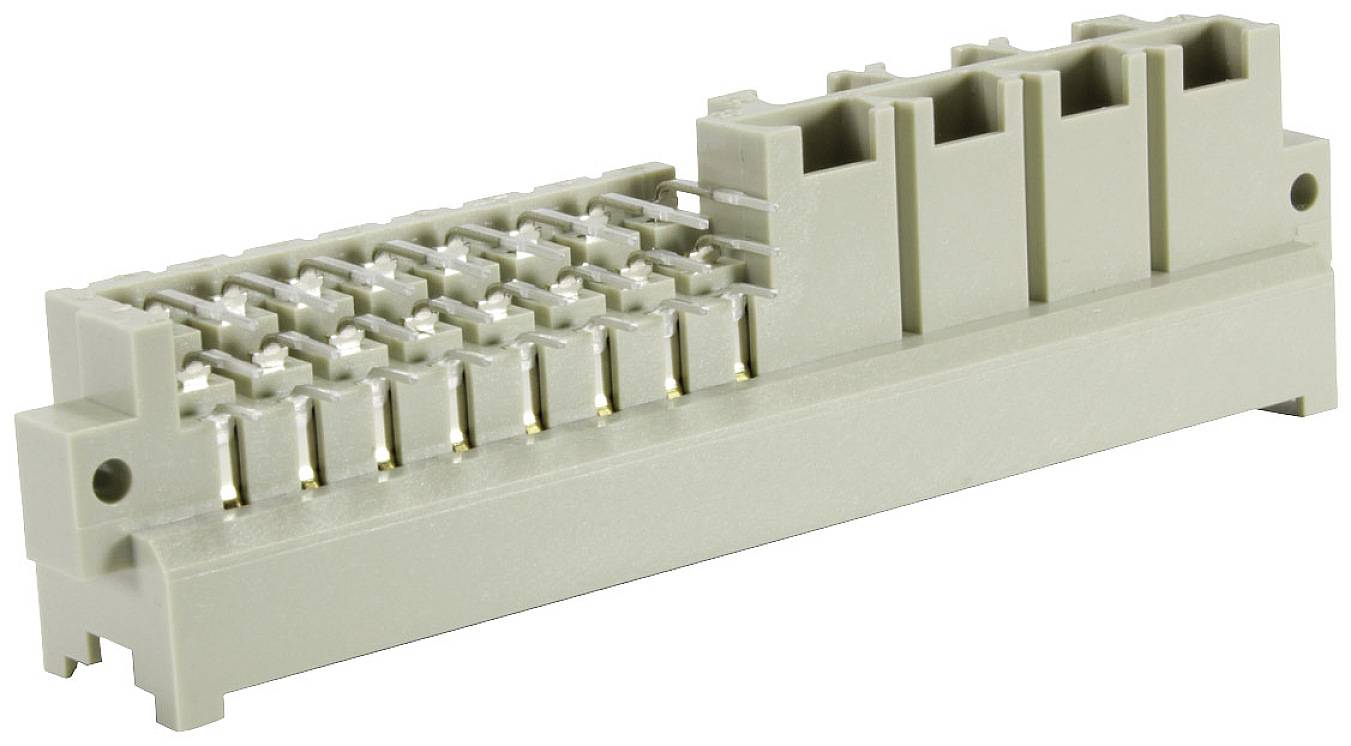A grey-beige multi-pin connector, suitable for electronic applications.