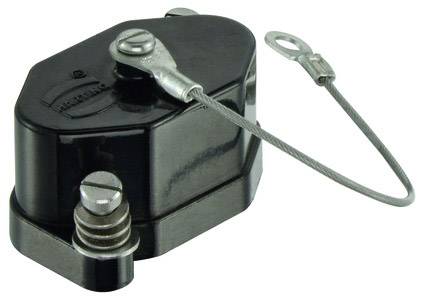 A black security locking system with integrated steel wire cable and eyelet for attachment.