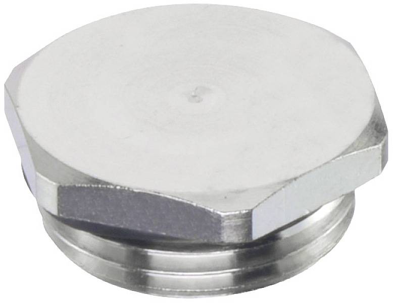 Metal hexagonal-headed plug, suitable for sealing pipes or valves.