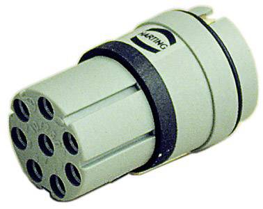 Electrical multi-socket connector, cylindrical shape, grey colour, with a black retaining ring.
