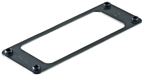 Rectangular metal plate with four raised holes at the corners.