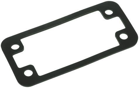 Sealing ring made of black material, rectangular, with four holes in the corners, used for sealing mechanical components.