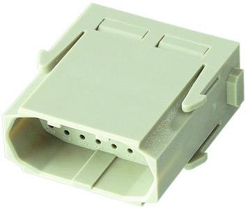 A rectangular, beige plastic plug with multiple connection openings and side mounting tabs, likely for electronic devices.