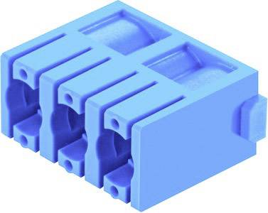 Blue three-pole electrical connector, commonly used in electrical installations for securely connecting conductors.