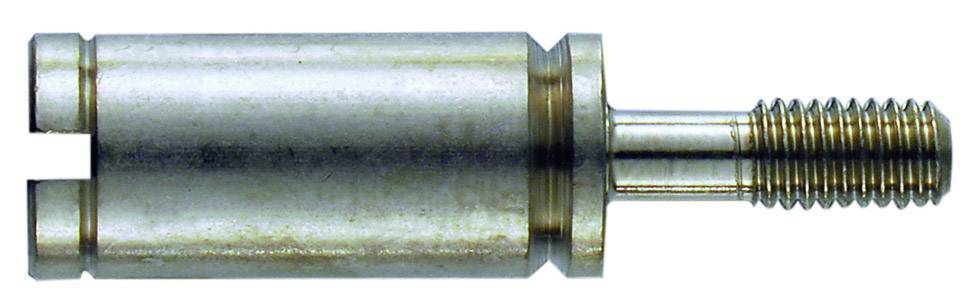 A metallic component with a cylindrical body and a threaded pin at one end, possibly a machine part.