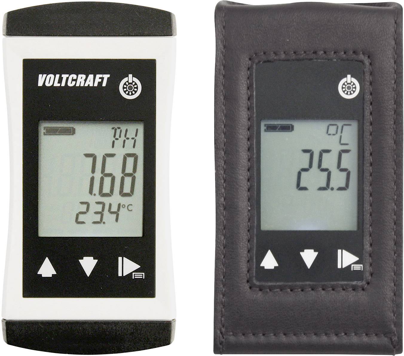 A digital measuring device shows 'pH 7.68 23.4°C', a second display '25.5°C'. Devices for measuring pH value and temperature.