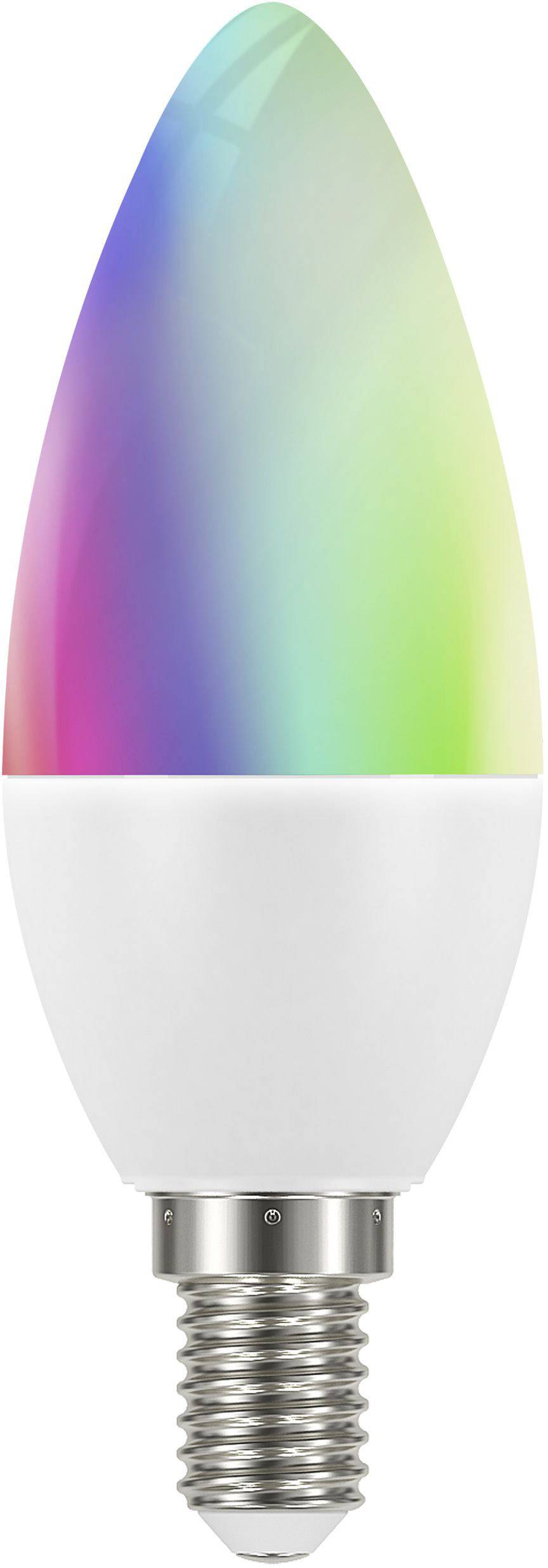 A light bulb with an E14 socket and a multi-coloured LED that illuminates in different colours.