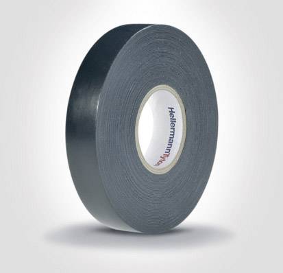 A roll of black electrical tape on a light grey background.Note: While the translation is direct, the phrasing sounds natural in British English. 