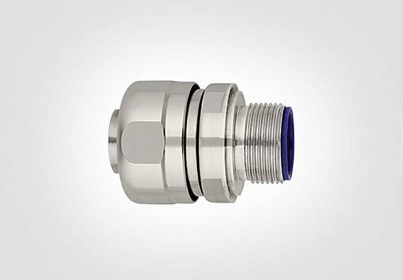 Metal connector with straight thread and seal, suitable for hoses and pipes in industrial installations.