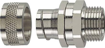 Metal connecting element with knurled ring on the left and threaded piece on the right, typical for hose couplings.