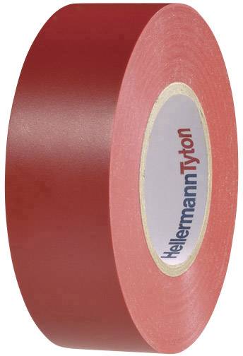 Red electrical insulation tape roll with 'HellermannTyton' printed on the inner ring.