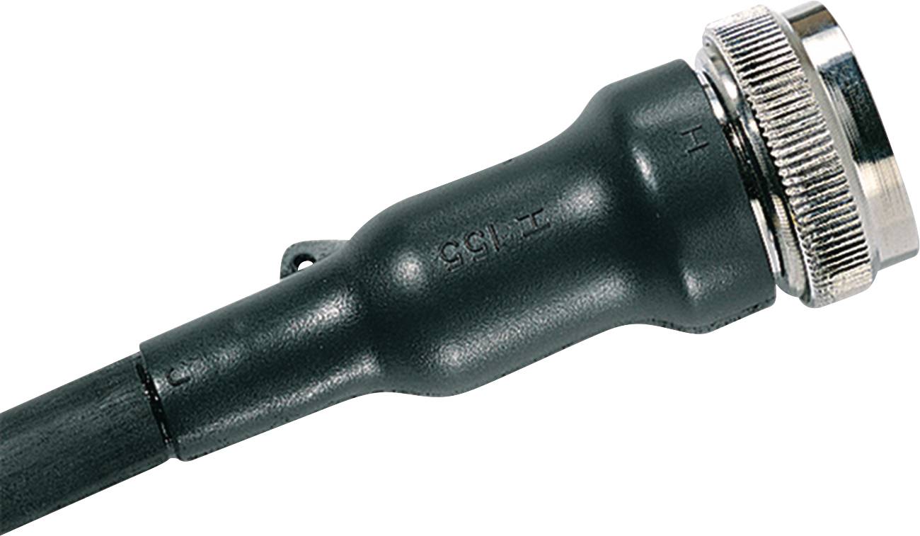 Black connection cable with metal plug and embossed inscription '7.5 N 5' on the cable. Suitable for electronic connections.