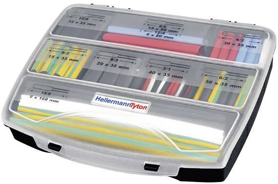 HellermannTyton 380-03005 Heatshrink w/o adhesive Black, Blue, Blue (BLUE LINE), White, Green, Yellow Shrinkage:3:1 177 Parts
