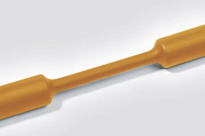 An orange, elongated object with two swollen ends lies on a white background.