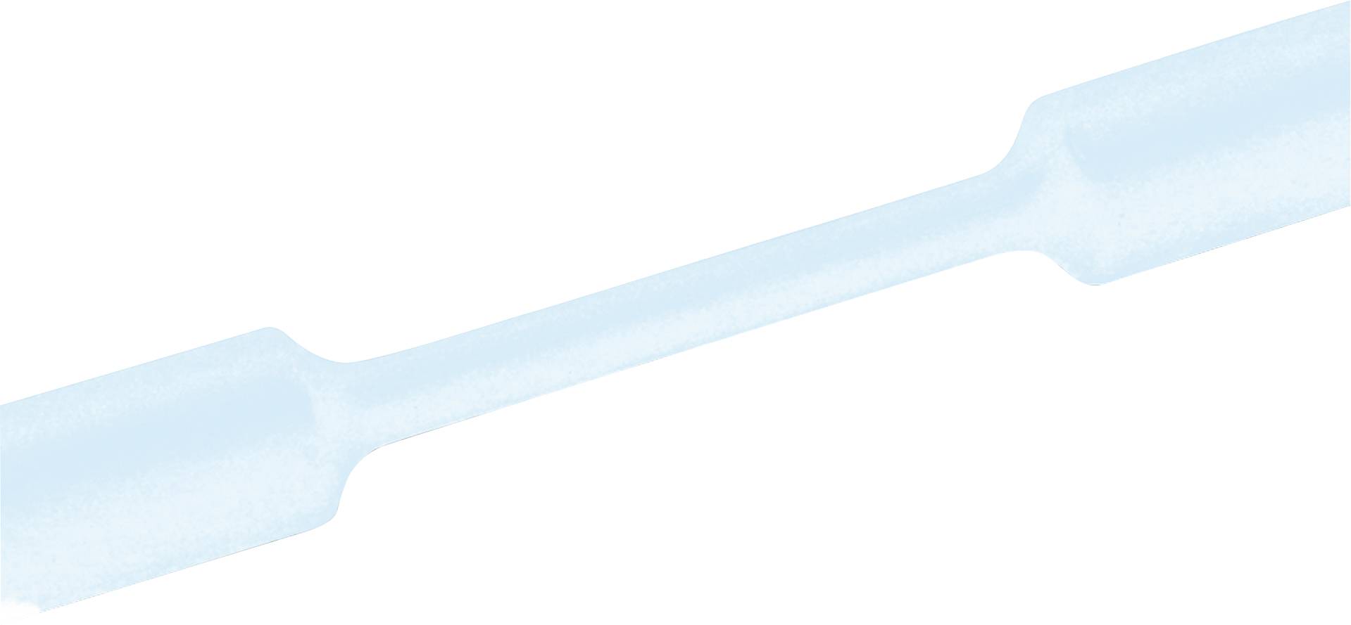 A long, thin, transparent glass tube with slight distortions in the middle against a bright background.