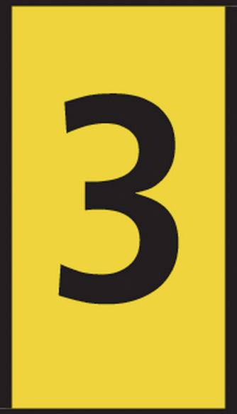 A large black number '3' in front of a yellow background.