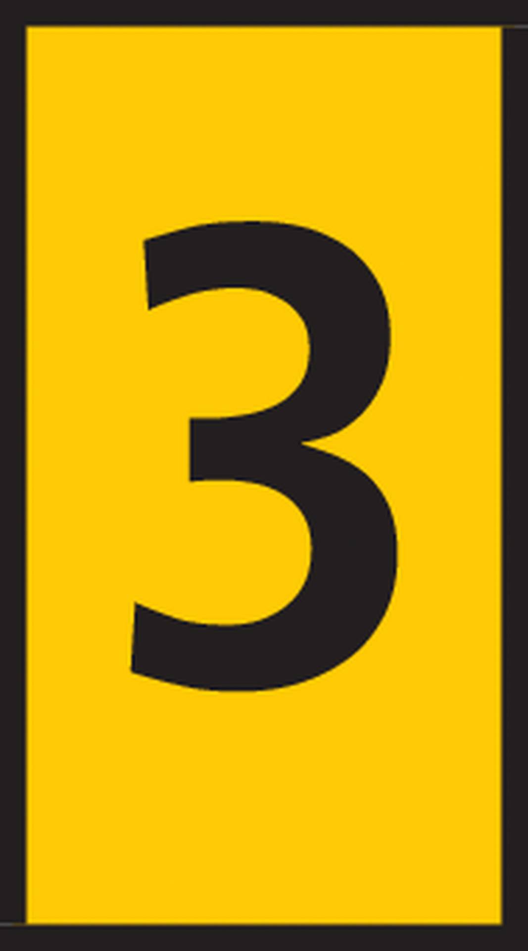 A yellow area with the black number 3 in the centre, surrounded by a black border.