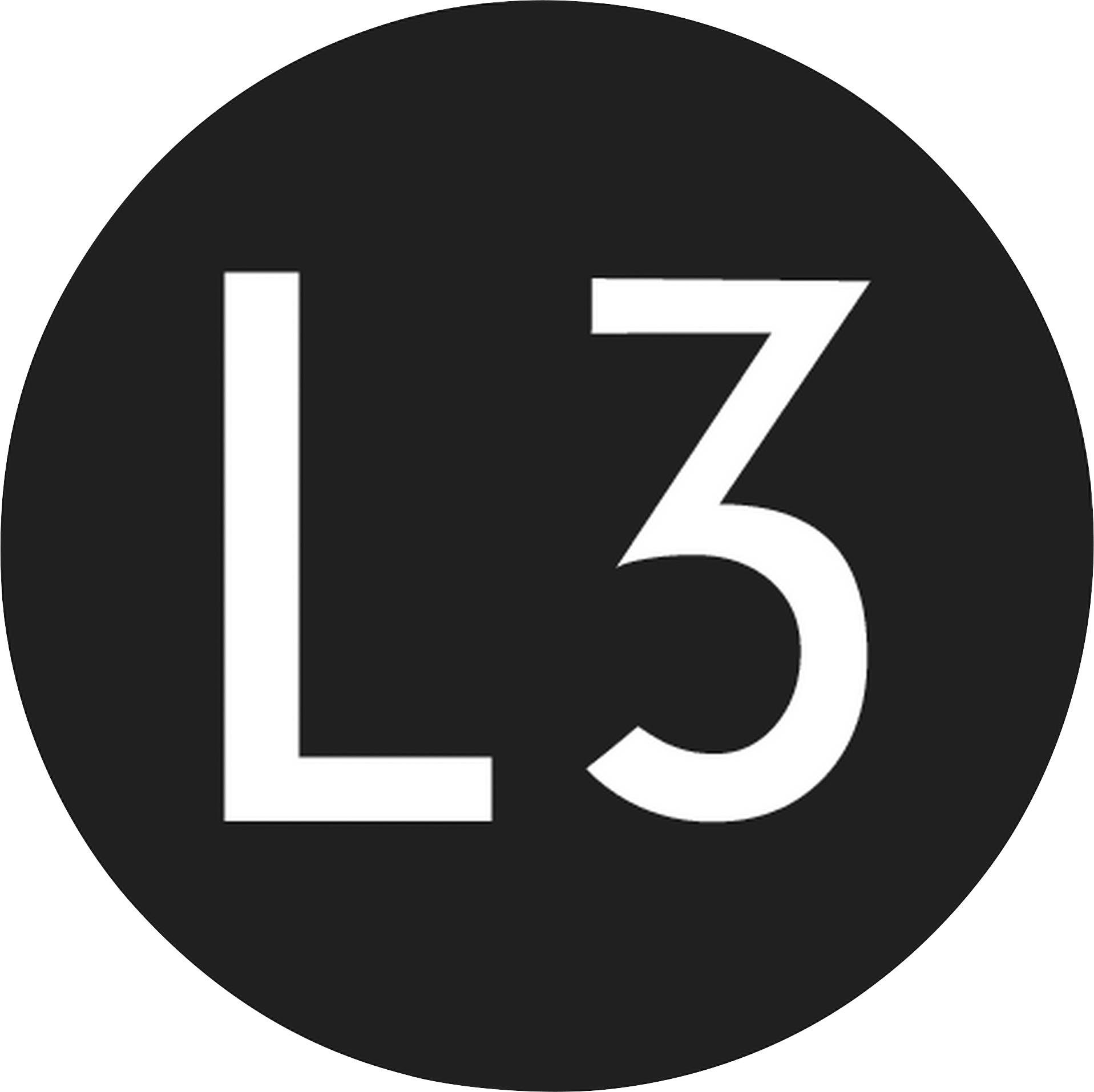 Black circle with the white letters 'L3' in the centre.