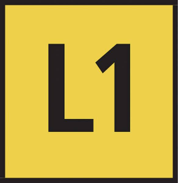 Yellow square with a black 'L1' in the centre.