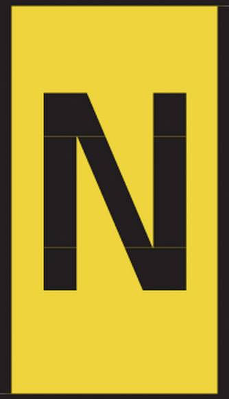 Yellow rectangle with a large black letter 'N' in the centre.