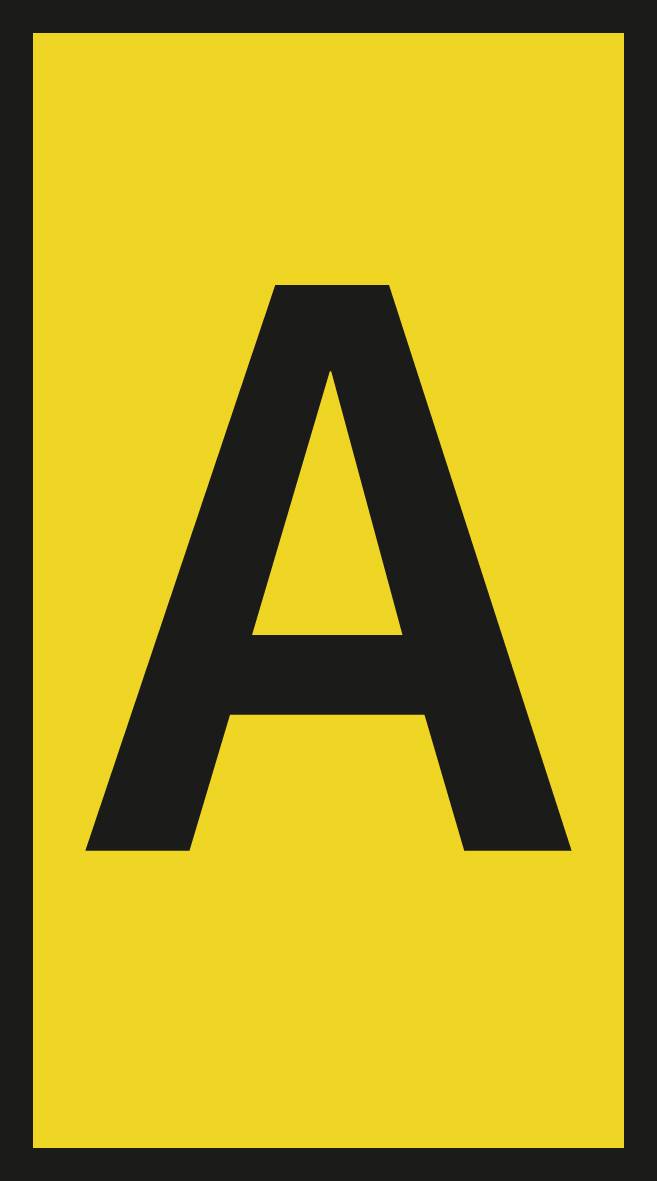 Yellow rectangle with a large black letter 'A' in the centre.